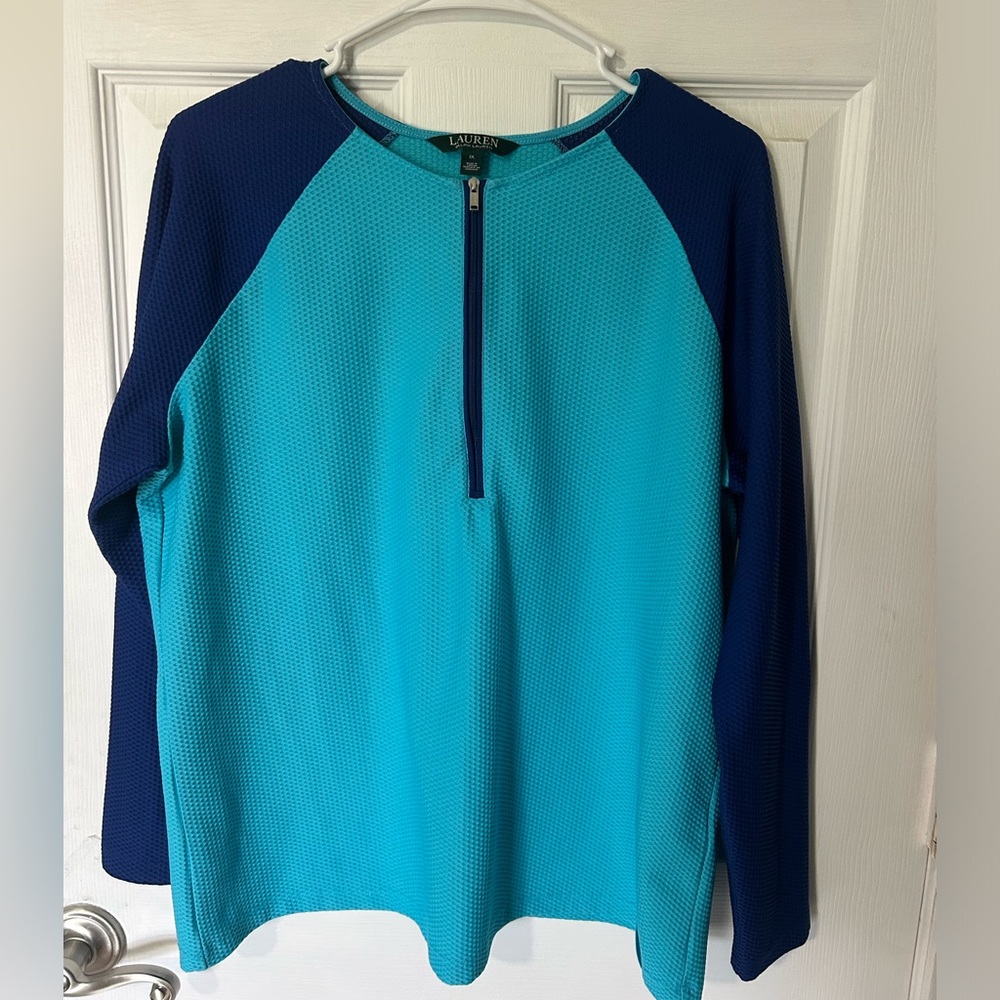 Lauren Ralph Lauren LRL Turquoise & Blue athletic long sleeve size 1X. Stretchy
